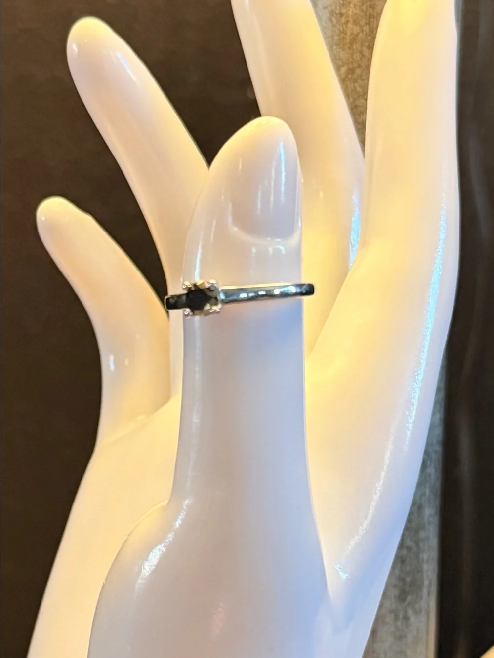 0.50 CTW Black Diamond Solitaire Ring Rhodium Over 925 Sterling Silver Sz 7